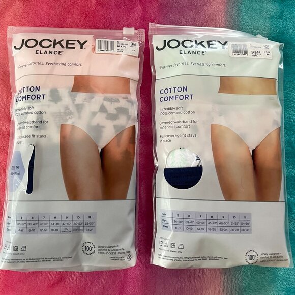 2 Jockey Elance Women's Sz 6/M Underwear Cotton Comfort 3 Briefs - Picture 3 of 7
